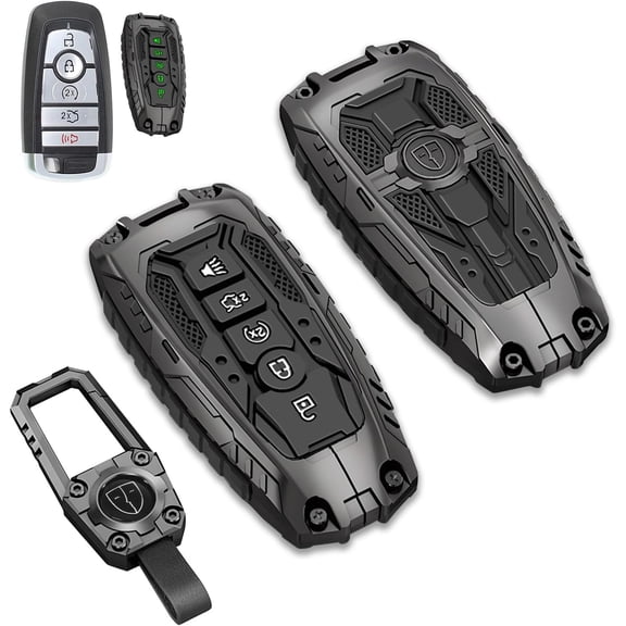 Heavy Metal Key Fob Cover for Ford F150 Explorer Fusion Escape Edge Expedition F250 F350 F450 F550 Bronco Maverick Mustang, Zinc Alloy Key Case Protector, 3/4/5 Buttons,1,For Ford 3/4/5 Buttons