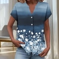 thumbnail image 4 of Ounisa Women's Loose V Neck Button Placket Drop Shoulder Sleeve Allover Print Casual Breathable Blouse, 4 of 5