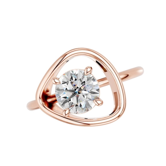 KEEVA JEWELS 1.00Ct Open Frame Round Moissanite Solitaire Ring for Women, Prong Set Diamond-Style Statement Ring for Women Made in Rose Gold Plated Silver Size 5