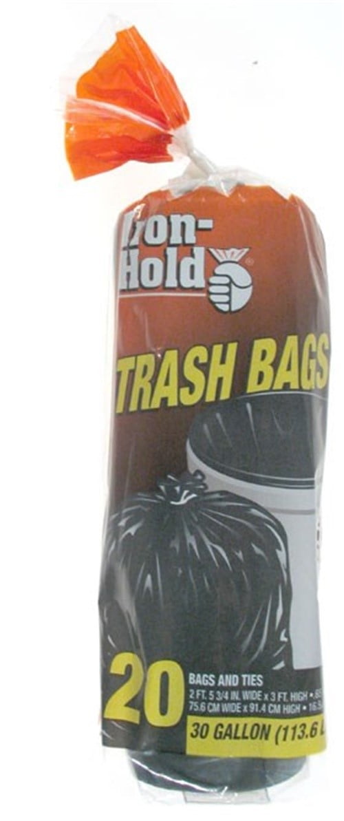 IronHold Twist Tie Trash Bags, 30 Gallon, 20 Count