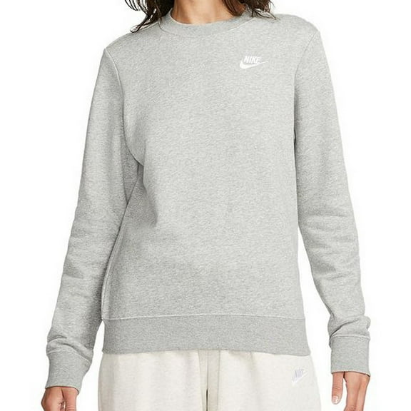 Nike Sportswear Club Fleece Women's Crew-Neck Sweatshirt Color: Dark Grey Heather/White Size: XL