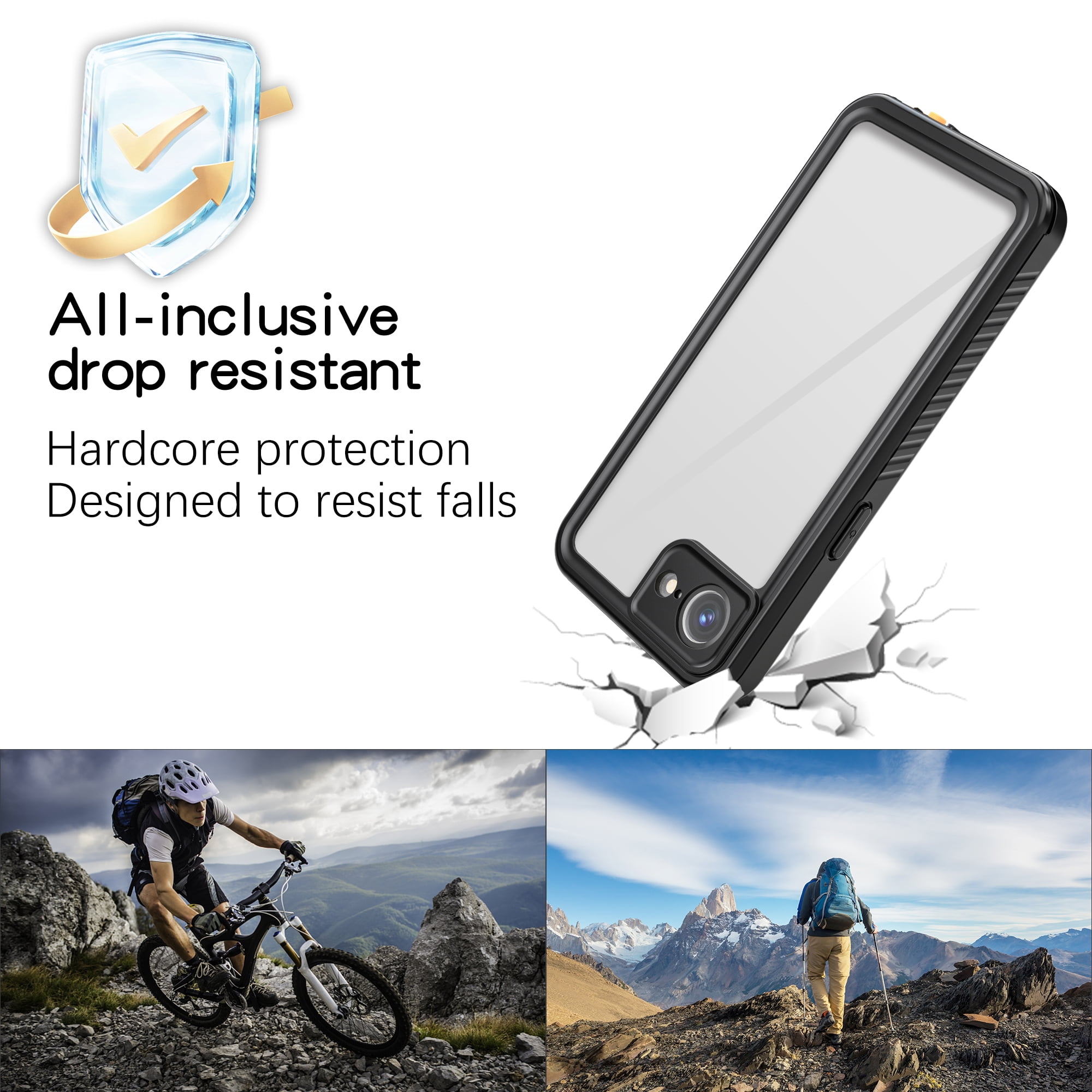 Dteck for iPhone 17e / iPhone 16e Case Waterproof, Built-in Lens & Screen Protector 360° Full Body Heavy Duty Protective Shockproof IP68 Underwater Case for iPhone 16e/17e,Black