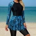thumbnail image 2 of CHUMUD Womens 2 Piece Rash Guard Swimsuits with Long Sleeved Swimdress & Swimshorts Athletic Surfing Swimwear Summer Beach Vacation, 2 of 5