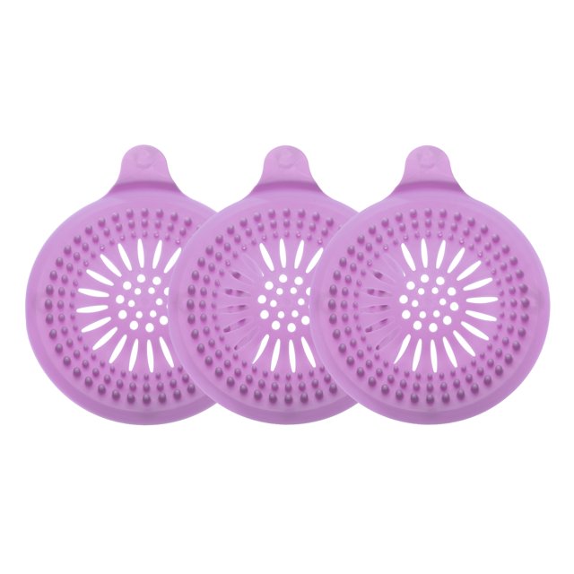 Uxcell 3packs Shower Drain Hair Catcher Round Drain Strainer for Shower, Purple