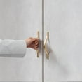 thumbnail image 3 of Goo-Ki 3.8''/5'' Double Hole Centers Light Brushed Brass Cabinet Pull, Modern Handle Minimalist Drawer Handle Wardrobe Cabinet Zinc Alloy Handle,6 Pack, 3 of 7