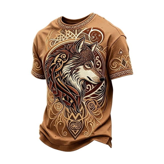 CONZONE Mens Viking T-Shirts Short Sleeve T Shirts for Men Crew Neck Norse Mythology Graphic Y2K Casual Summer Tee Tops
