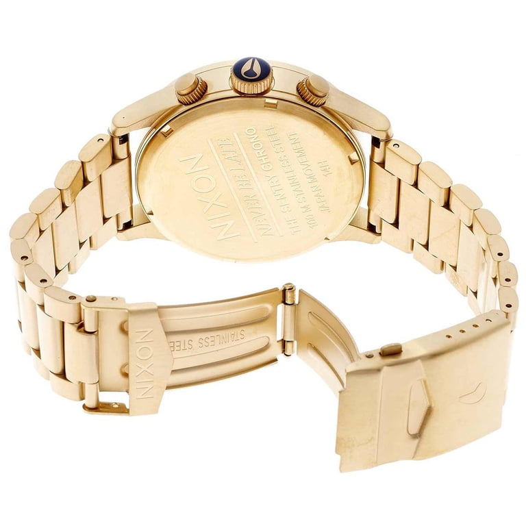 Nixon Men's A3861922 Sentry Chrono Blue Dial Yellow Gold Plated