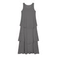 thumbnail image 6 of Women's Dress Sleeveless Fashion Women Solid Tiered Chiffon Casual Flowy A-Line Maxi Dress Gray M, 6 of 8