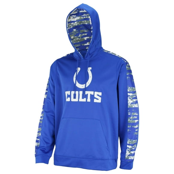 Zubaz NFL Men's Performance Pullover Hoodie with Oxide Sleeves, Indianapolis Colts Small