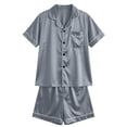 thumbnail image 4 of hotojiny Silk Pajamas for Women Plus Size Short Sleeve Sleepwear Soft Button down Loungewear 2 Piece Satin Pjs Shorts Set with Pockets, 4 of 4