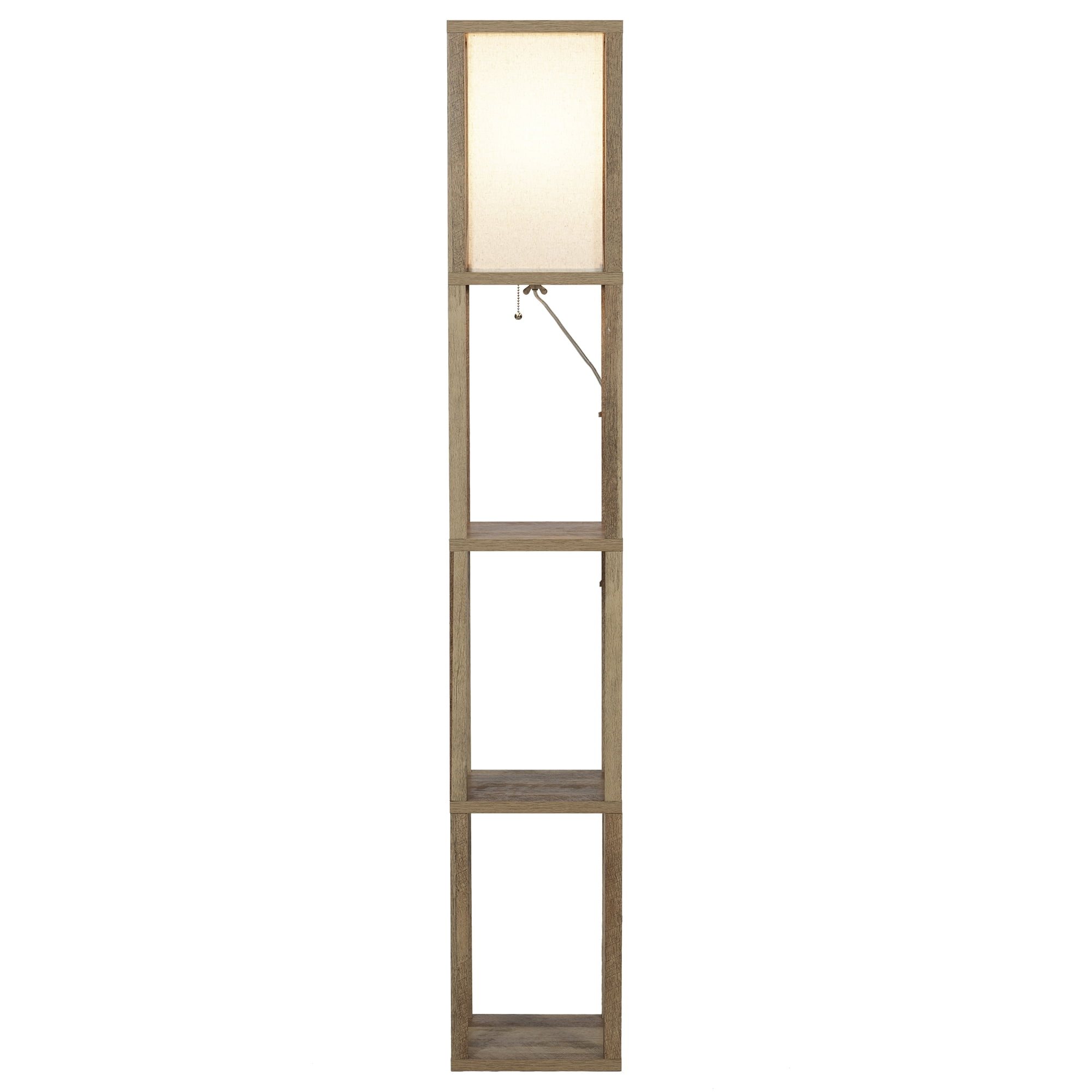 Better Homes & Gardens 62.25" Modern Pull Chain Weathered Floor Lamp with Natural Square Shade