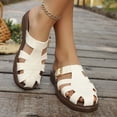 thumbnail image 6 of Hopeusnice Women's Slippers Non-Slip Breathable Flat Heel Closed-Toe Sandals Trendy Soft PU Materials Summer And Fall Shoes Round Toe Shoes for Beach Round Toe Arch Support Shoes White 39, 6 of 6