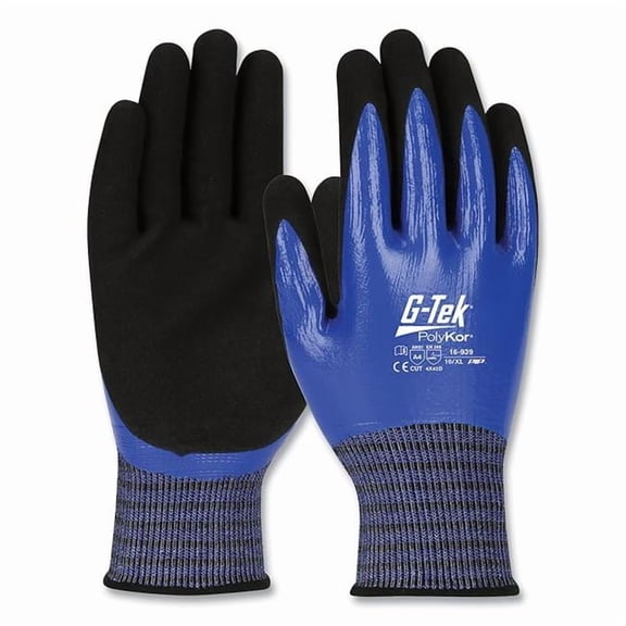 Protective Products 112-16-939-L G-Tek PolyKor X7 Nitrile Coated Gloves - Large, Blue & Black