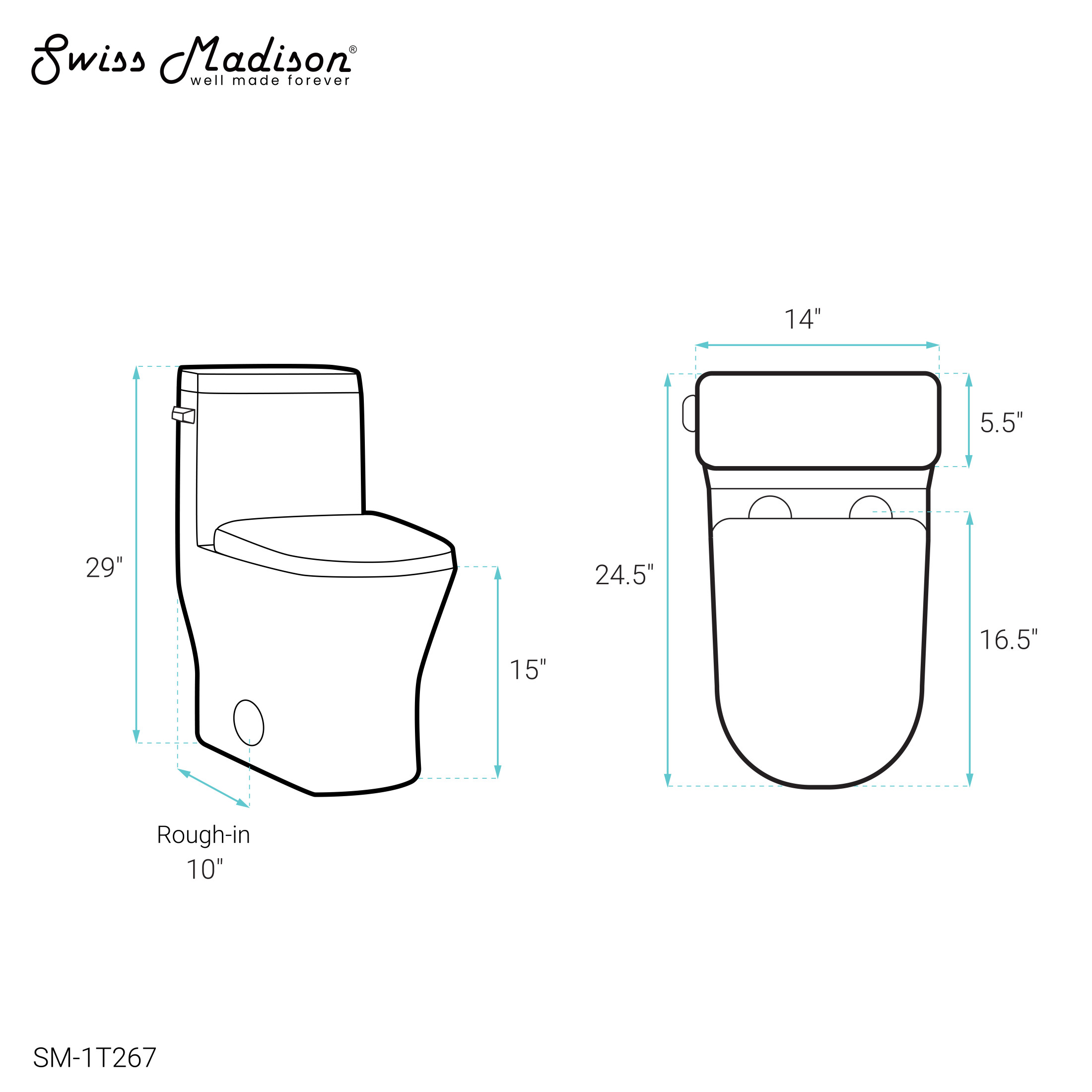 Sublime II One-Piece Round Toilet with Left Side Flush, 10" Rough-In 1.28 gpf