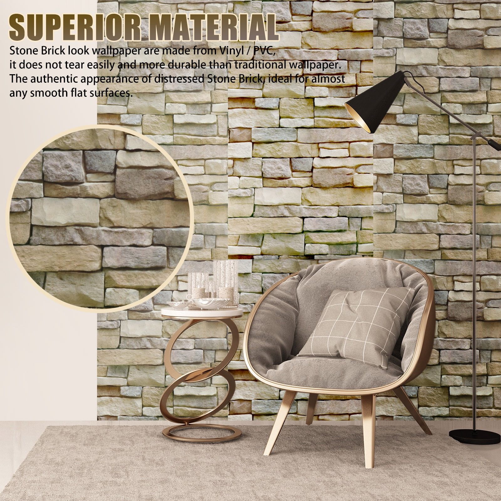 10m 3D Rock Brick Wallpaper Sticker Self-adhesive Decor for Living Room Bedroom 10m 3D Rock Brick Wallpaper Sticker Self-adhesive Decor for Living Room Bedroom