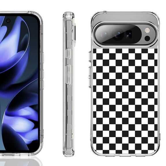 For Google Pixel 10 / 10 Pro Shockproof Phone Case, by OneToughShield - Checker B/W