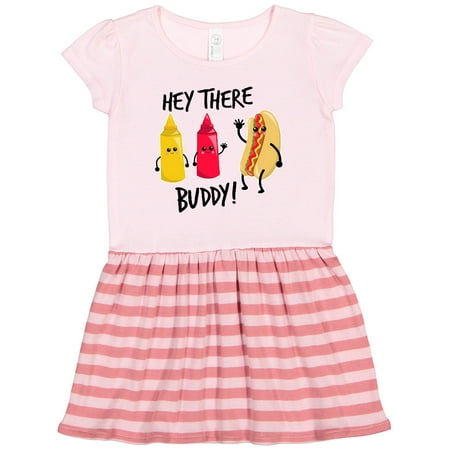 

Inktastic Hey There Buddy with Ketchup Mustard and Hot Dog Gift Toddler Girl Dress