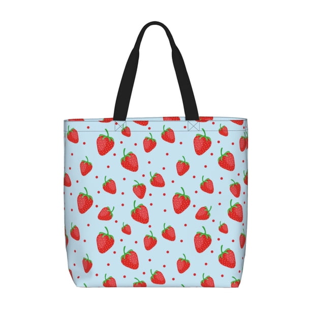 Fotbe Strawberry Bolsa Tote con Estampado para Mujer, Bolsos con Cremallera, Bolsa de Hombro Casual de Gran Capacidad con Bolsillos Internos