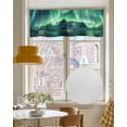 thumbnail image 4 of Mountains Linen Curtain Valance for Bedroom/Bathroom/Kitchen/Office/Living/Dining Room Windows,Ombre Green Ice Cabin Lodge Summer Winter Ocean Pocket Topper Drapes Decorative Cafe Drapery Panel 54x18, 4 of 6