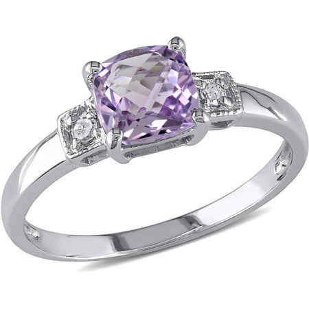 Miabella 4/5 Carat T.G.W. Amethyst and Diamond-Accent Sterling Silver 3-Stone Ring