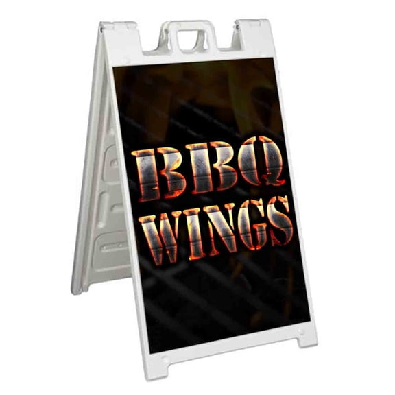 BBQ Wings (24" X 36") Standard A-Frame Signicade, Includes Decal Applied To Stand