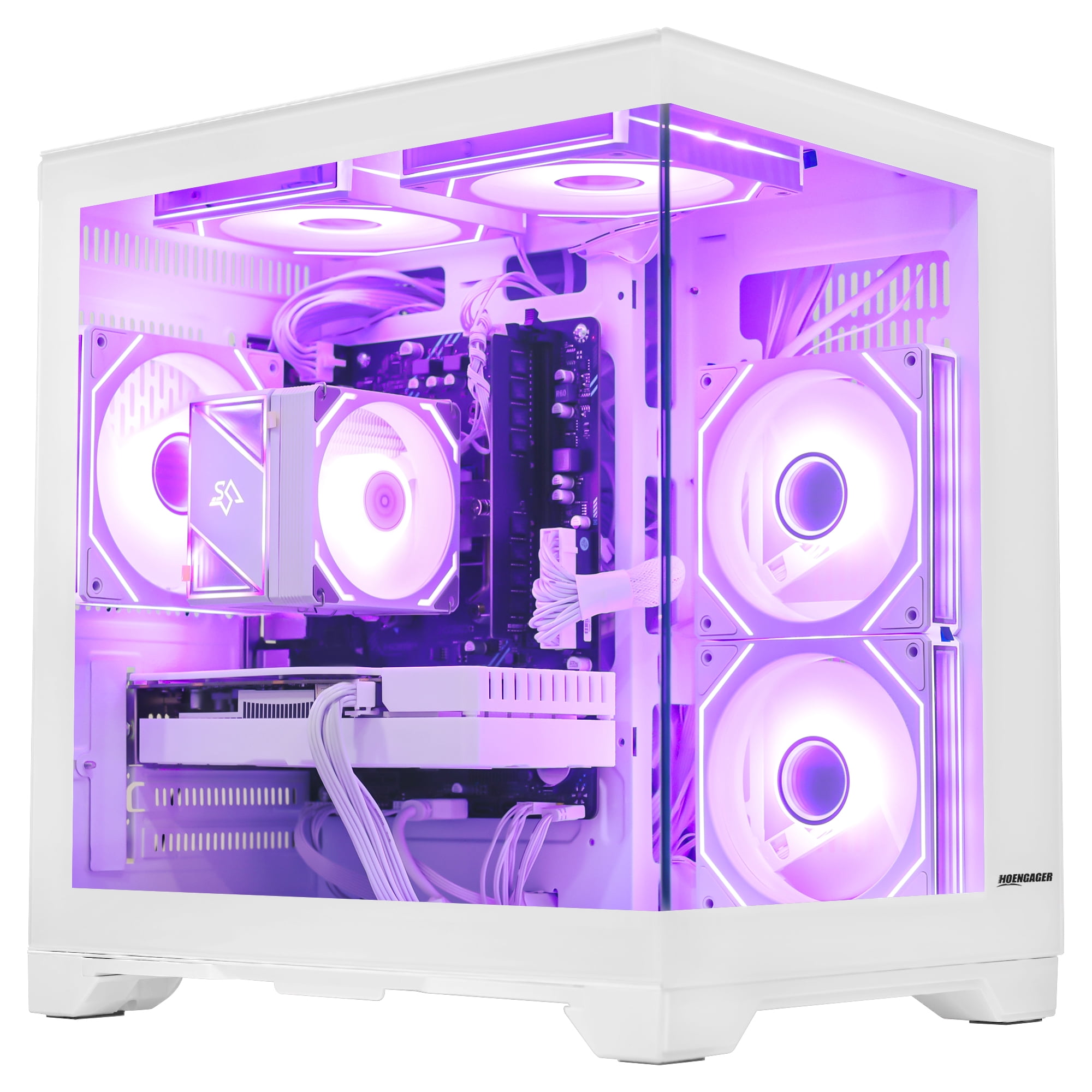 Hoengager King Gaming PC AMD Ryzen 5 5500 6-Core 3.6 GHz,Radeon RX 6500 XT 4GB, 16GB DDR4 ,1TB PCIe SSD ,ARGB Software, Windows 11 Prebuilt PC-White