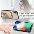 thumbnail image 4 of Magnetic Carbon Fiber Case for iPhone XS / iPhone X with Holder Kickstand, Fiber Texture Wallet Phone Case with Card Holder Durable Military Grade Protection Cover for iPhone XS / iPhone X, Khaki, 4 of 10