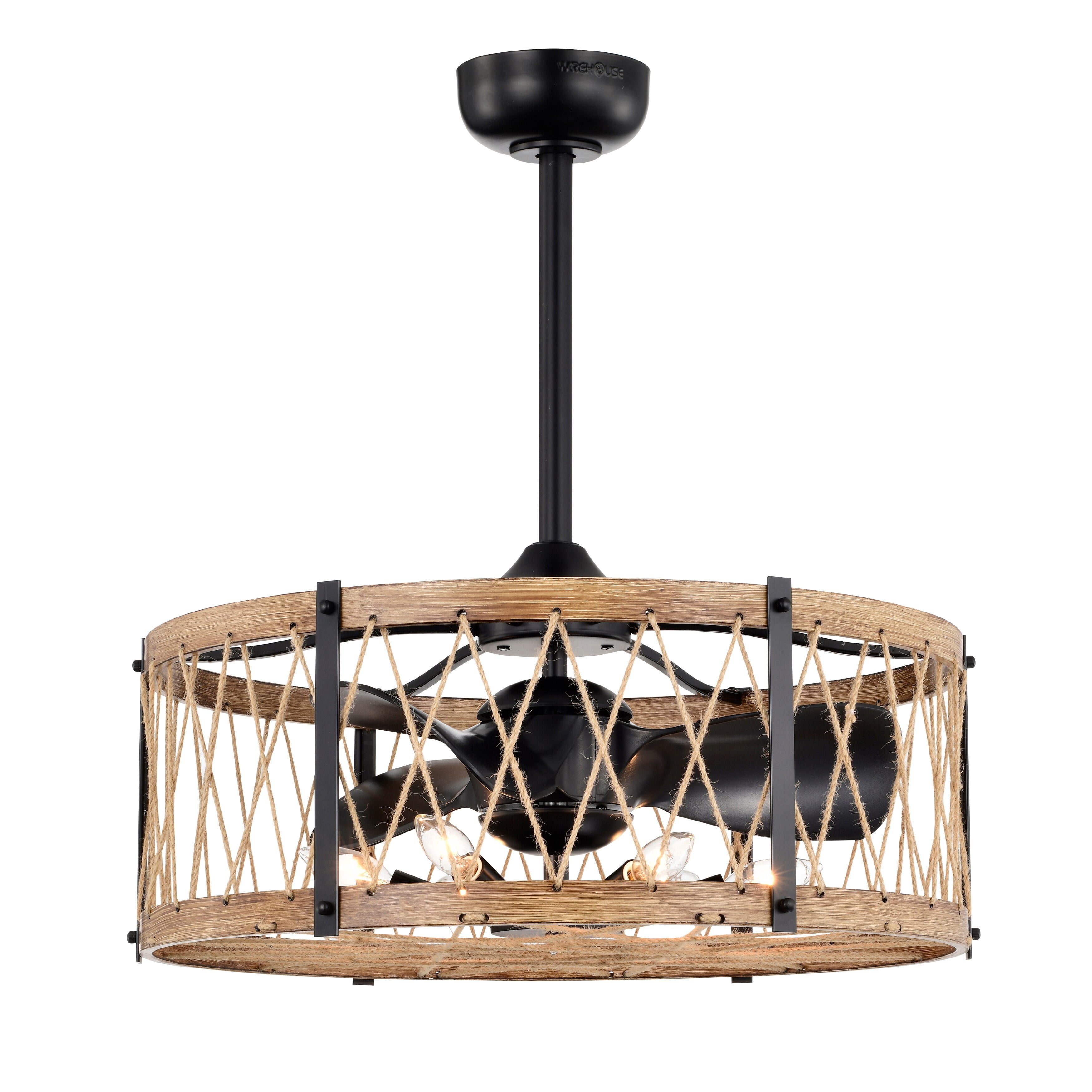 Delano 25.7 in. Indoor Black Finish Ceiling Fan with Light Kit and Remote
