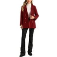 thumbnail image 2 of INSPIRE CHIC Women's Notched Lapel Long Sleeves Double Breasted Winter Trenchcoat M Dark Red, 2 of 6
