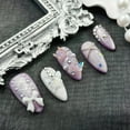 thumbnail image 3 of 10Pcs Original Design Handmade Shiny Press-On Nails - Purple Glitter Fake Nails with Butterfly & Pearl Accessories, Artisan-Crafted Decorative Nails, 3 of 10