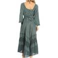 thumbnail image 2 of Sakkas Mirabel Stonewashed Corset Style Floral Emboridery Kimono Sleeve Dress - Turquoise - S/M, 2 of 5