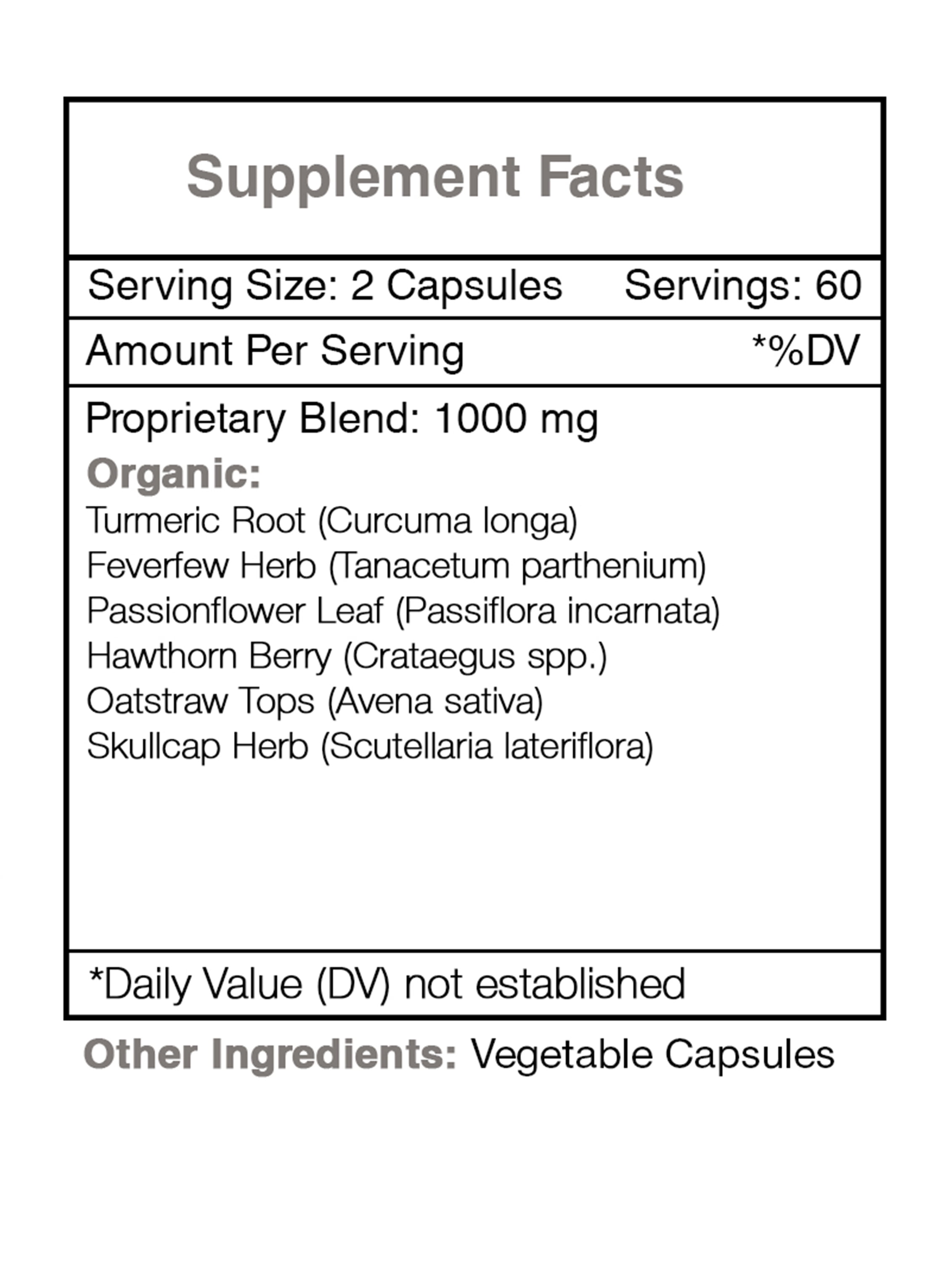 Secrets of the Tribe Nerve Secret Capsules Dietary Supplement, Natural Herb Blend, Made from Turmeric, Feverfew, Passionflower, Hawthorn, Oatstraw, Skullcap 120 Count