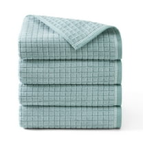 TOWN & COUNTRY EVERYDAY 4-Piece Textured Windowpane Bath Towel Set, 30"x58", 100% Cotton, Plush & Absorbent 550GSM, Aqua Blue