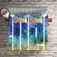 thumbnail image 2 of Ambesonne Summer Quilted Coverlet 3 Pcs, Surf Retro Letters Palms, Queen Size, Navy Orange, 2 of 2