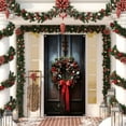 thumbnail image 4 of LanSuare Christmas Door Cover Decoration, 35x71Inch Wreath Bow Xmas Door Hanging Banner, Merry Christmas Front Doors Cover Backdrop for Holiday Indoor Outside Party Supplies, 4 of 5