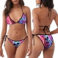 thumbnail image 3 of Lsque Neon Skull With Milkshake Pattern Women Two Piece Swimsuit Sexy Swimwear Halter String Triangle Bikini Sets, 3 of 6