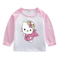 thumbnail image 3 of Hello Kitty Hit Color niños Casual algodón de manga larga chica estampado de dibujos animados patrón cuello redondo camisa de fondo camiseta de bebé, 3 of 4
