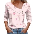thumbnail image 2 of Women's Long Sleeve Heart Print Blouse Under $10 Casual Comfortable Collared Shirt Valentine's Day Theme Fashion Top, 2 of 5