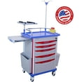thumbnail image 5 of Medical 5-Tier Medical Crash Cart with Wheels - Rolling Nursing Cart with Adjustable IV Pole for Hospitals, Clinics, Nursing Centers, 5 of 10