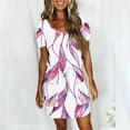 thumbnail image 2 of DPTALR Robes à Manches Courtes Col en V Mi-Mollet pour Femmes, Jupes Courtes Rétro Mignonnes pour Sorties d'Été pour Filles, 2 of 4