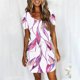 thumbnail image 2 of Mini Vestido de Verano Color Sólido Cuello en V Manga Corta Vestido de Becerro Medio, Vestido Corto de Verano, 2 of 5