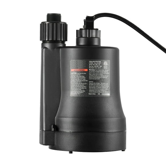KFFKFF Water Pump, 1/3 HP, 2450 GPH Flow Rate, 30 ft Elevation, Submersible Sump Pump Portable Utility Pump with 10 ft Extended Power Cord for Extracting Water from Pool, Garden Pond, and Basement