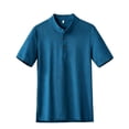 thumbnail image 5 of Men's Linen Shirt Summer Casual, Casual Button Down Shirt Breathable & Lightweight, Stand Collar Short Sleeve Solid Color Cotton Linen Blend, Quick Dry Relaxed Fit | Zenithor,Blue 3XL, 5 of 6