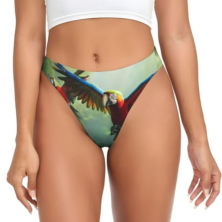 Rateoe Flying Parrots In Jungle Pattern Seamless Women Underwear Thongs No Show Ladies Thong No Line Breathable Comfortable Panties Undies for Women-XX-Large