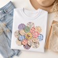 thumbnail image 5 of Faux Patchwork Daisy Graphic T-Shirt, Floral Unisex Classic Fit Tee, 5 of 9