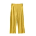 thumbnail image 3 of Swuxness Women's Casual Home Pajamas Pants, Women Long Pajamas Pants, Women Solid Color Wide Leg Drawstring High Elastic Waist Comfortable Loose Sleepwear Pants Yellow, XXL, 3 of 5