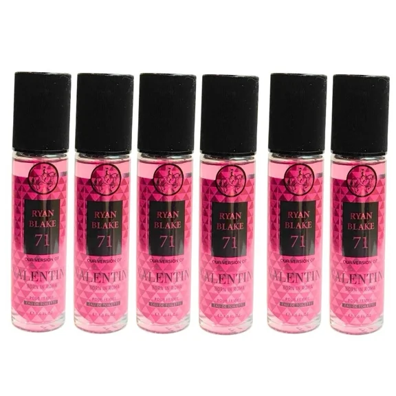 Ryan Blake 71 Valentines Spray Perfume for Women, 1.0 fl oz | Long-Lasting Romantic Floral Fragrance | Travel Size Eau de Parfum | Pack of 6