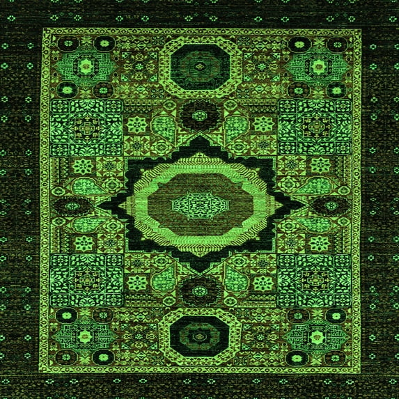 Ahgly Company Indoor Square Abstract Green Modern Area Rugs, 3' Square