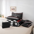 thumbnail image 5 of Feelyou Boys Motorcycle Sports Bedding Comforter Set 7pcs, Extreme Sport Atehlete Queen Bedding Sets, Black White Checkered Buffalo Reversible Queen Sheet Sets, Microfiber Bedroom Decor, 5 of 7