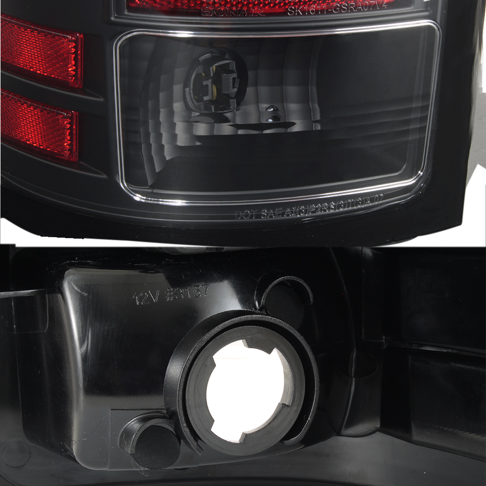 AKKON - For 2007-2013 GMC Sierra 1500 2500 3500 HeavyDuty Tube LED Black Tail Lights Lamps Pair Left+Right